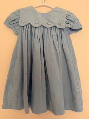 Bailey Boys Classic Light Blue Girls' Scalloped Yoke Party Dress